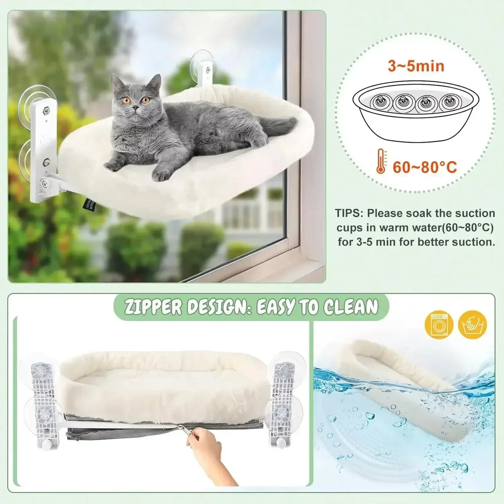 Foldable Suction Cup Reversible Plush Cat Hammock