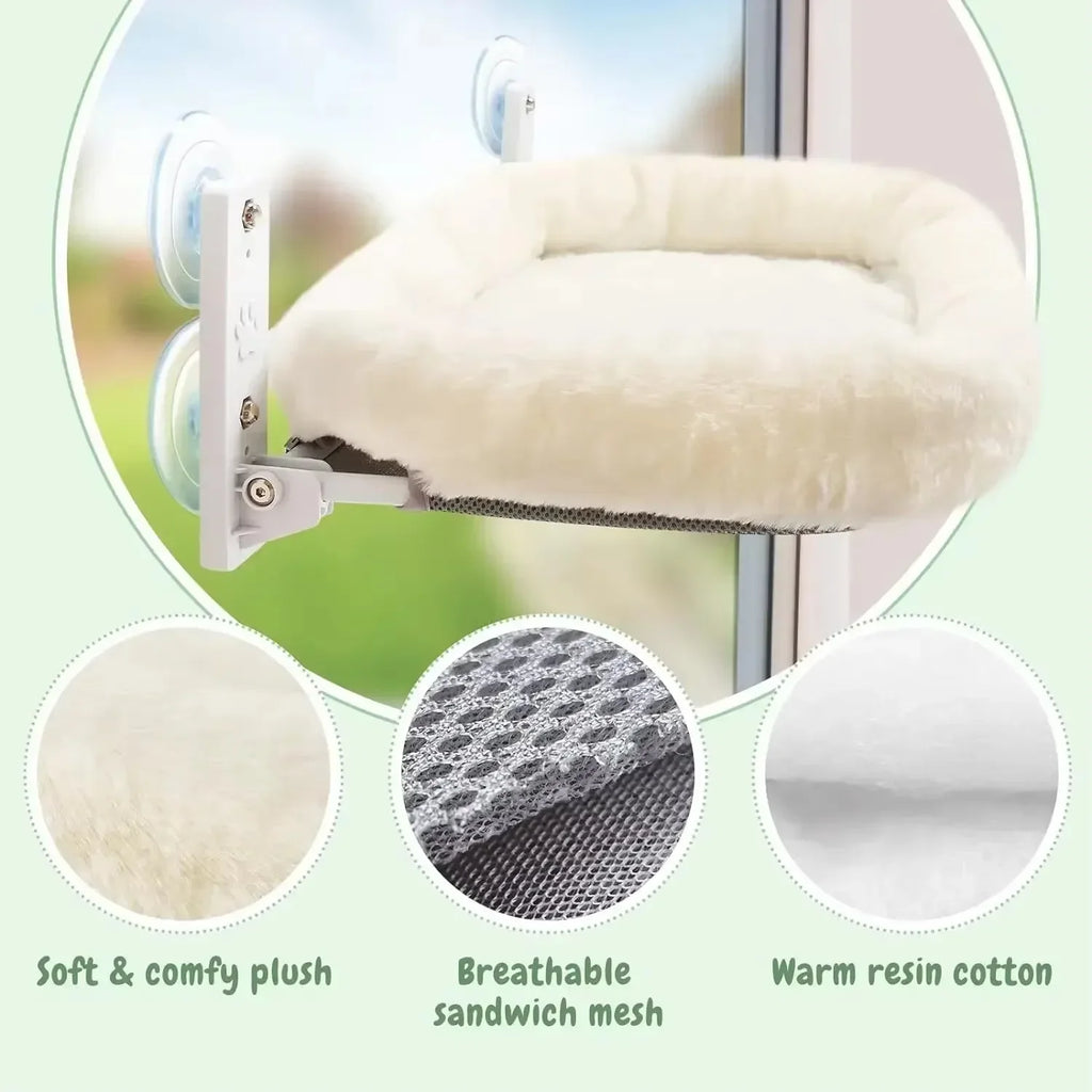 Foldable Suction Cup Reversible Plush Cat Hammock