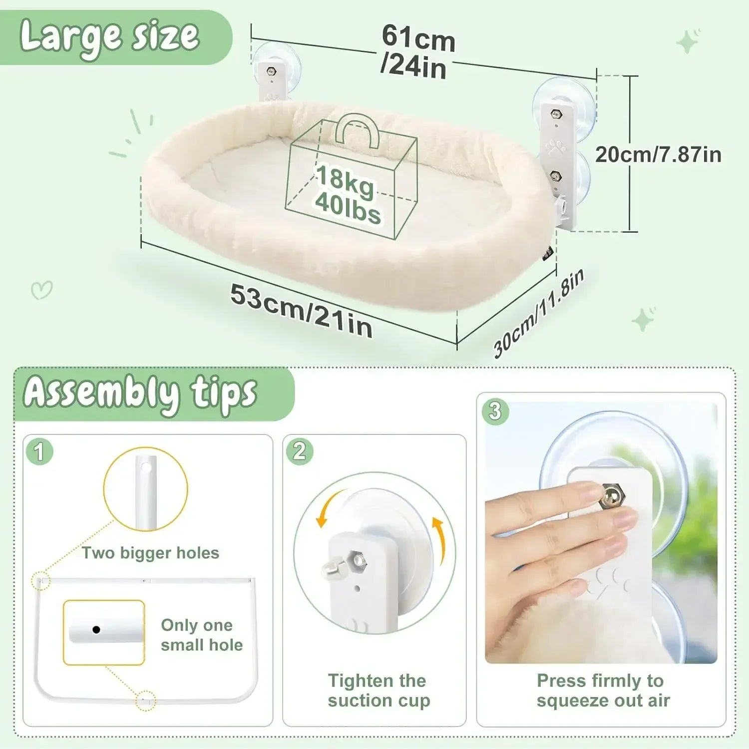 Foldable Suction Cup Reversible Plush Cat Hammock