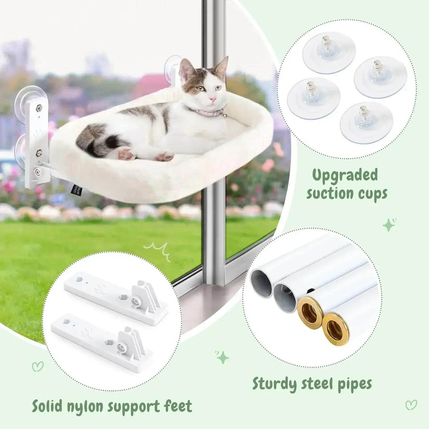 Foldable Suction Cup Reversible Plush Cat Hammock