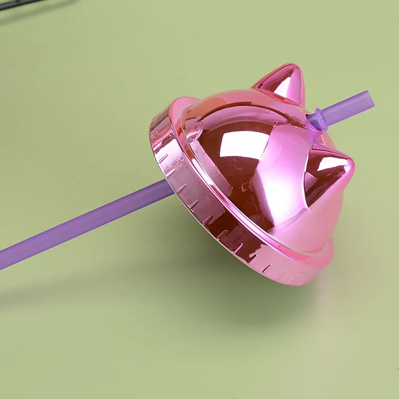 Glittery Creative Cat Ear Straw Cup with Electroplated Lid
