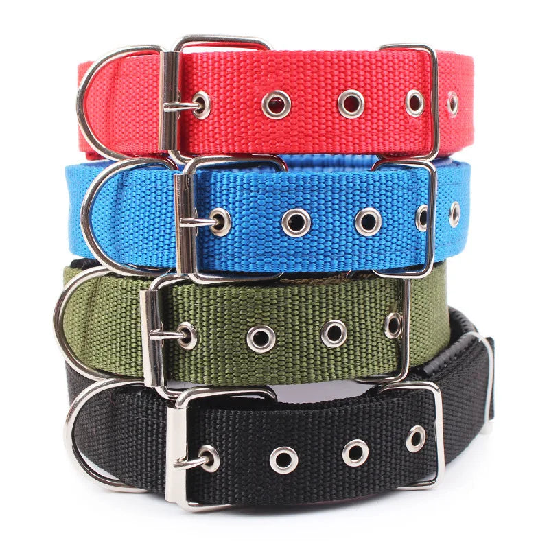 Sturdy Solid Color Nylon Pet Collar for Dogs and Cats
