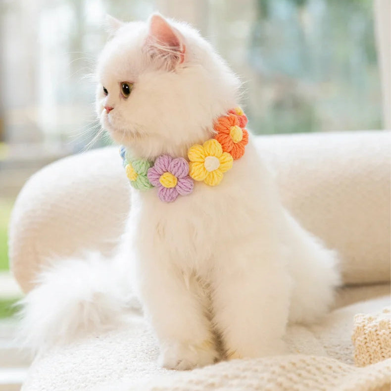 Handmade Crochet Flower Pet Collar Necklace