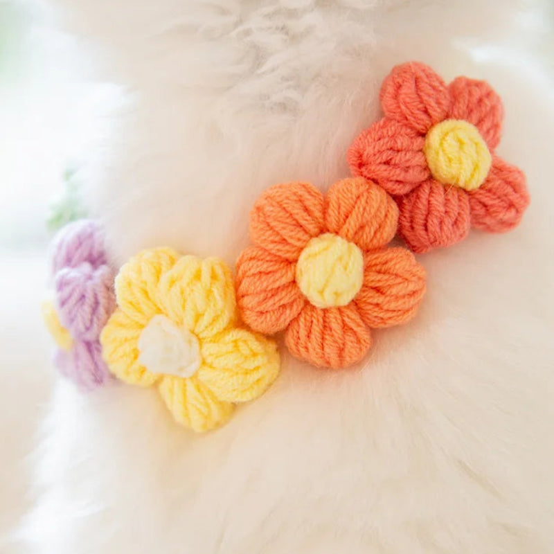 Handmade Crochet Flower Pet Collar Necklace