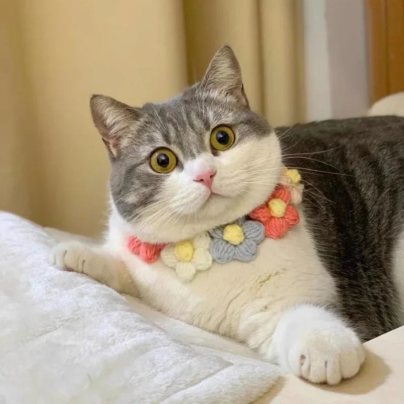 Handmade Crochet Flower Pet Collar Necklace