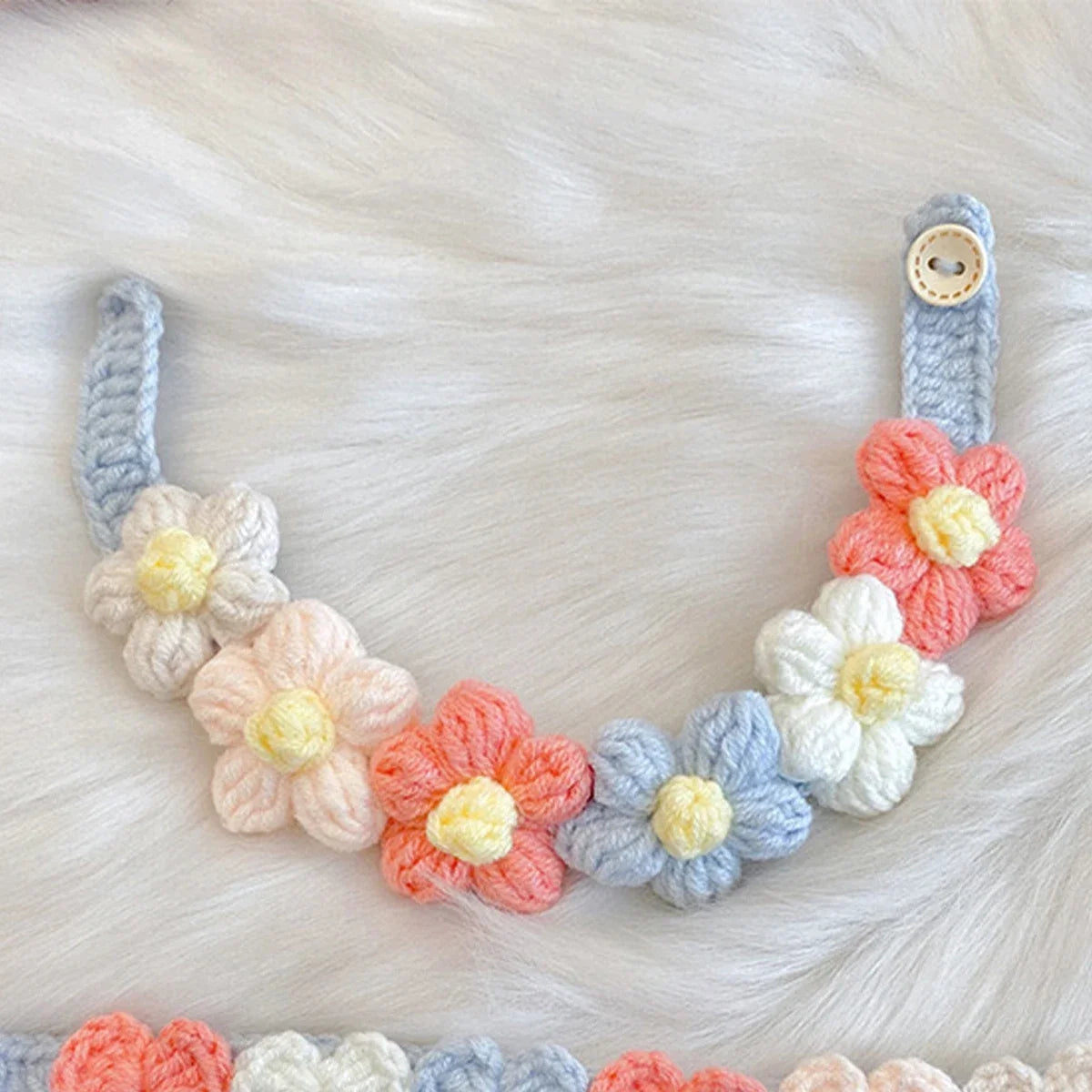 Handmade Crochet Flower Pet Collar Necklace