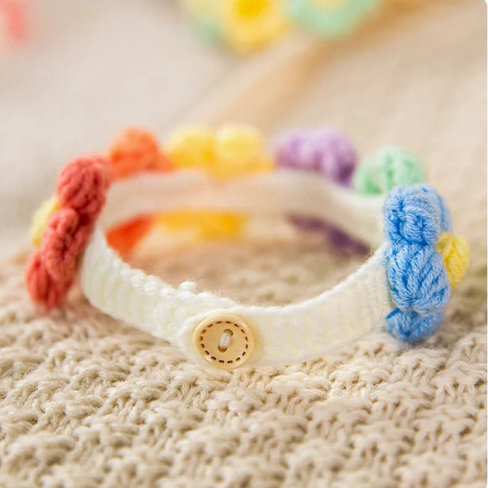 Handmade Crochet Flower Pet Collar Necklace