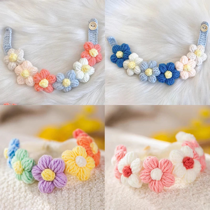Handmade Crochet Flower Pet Collar Necklace