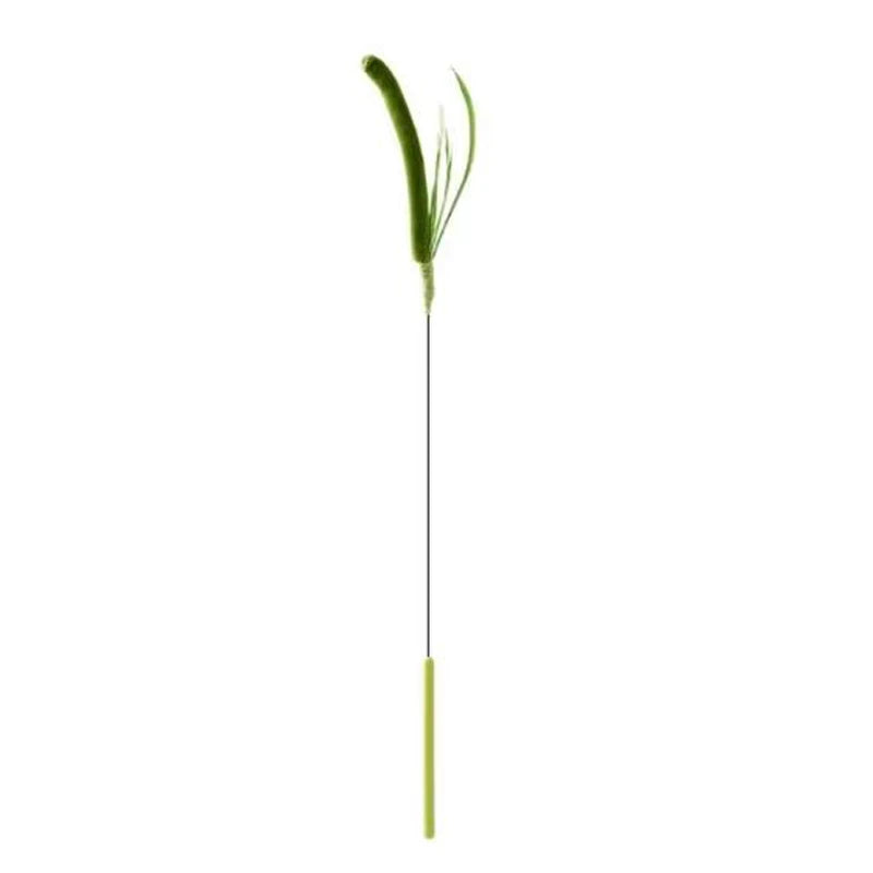 Interactive Flexible Wire Feather Cat Teaser Wand with Tail Grass