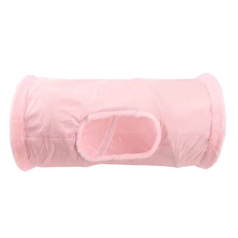 Interactive Plush Pet Tunnel with Dangling Pom Pom
