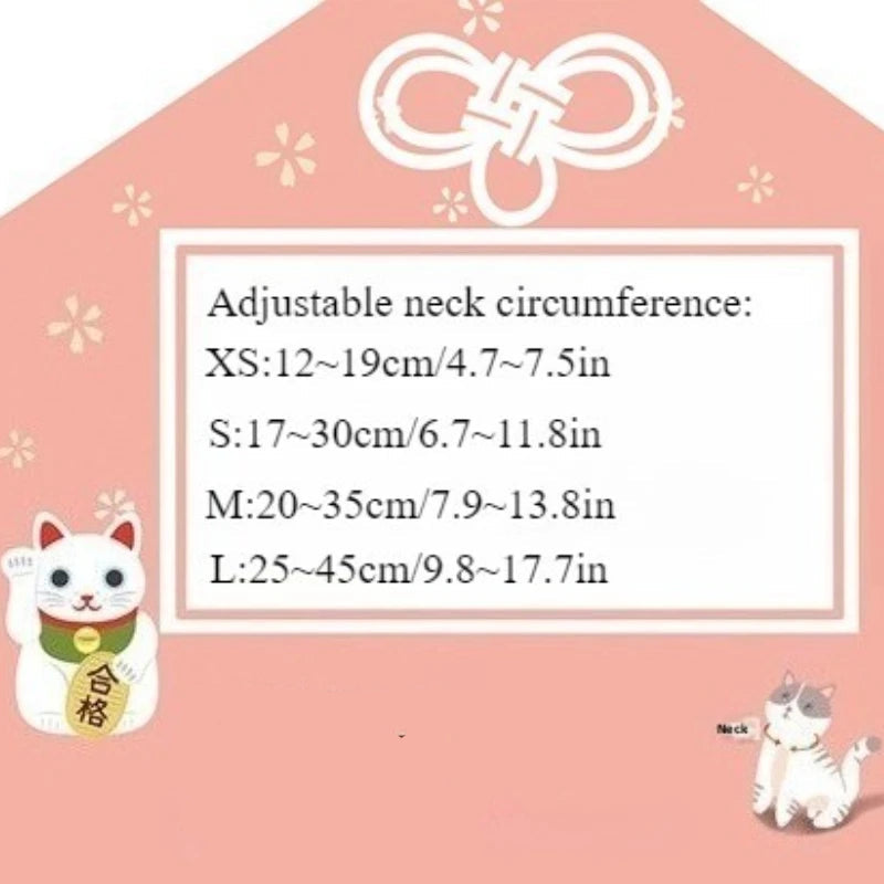 Japanese Style Floral Cat Collar with Bell