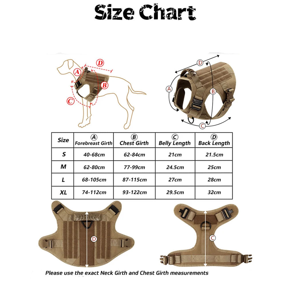 Military Style Large Dog Training Vest Harness