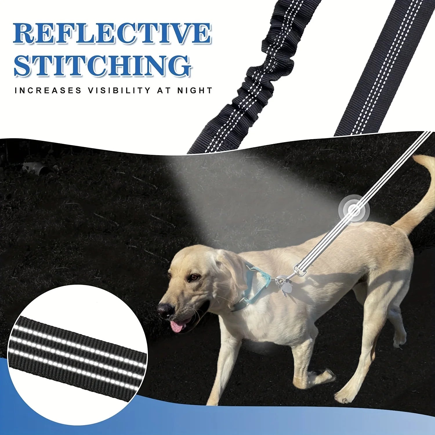 No-Tangle Double Dog Leash Coupler with Reflective Bungee