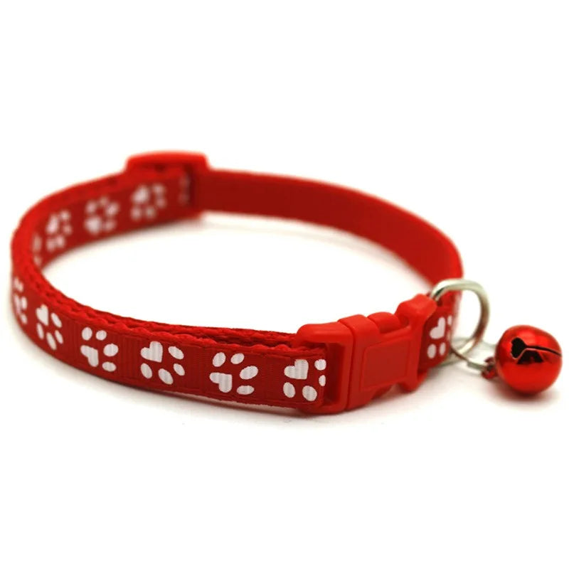 Pawprint Adjustable Pet Collar with Bell