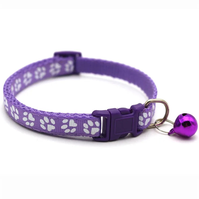 Pawprint Adjustable Pet Collar with Bell