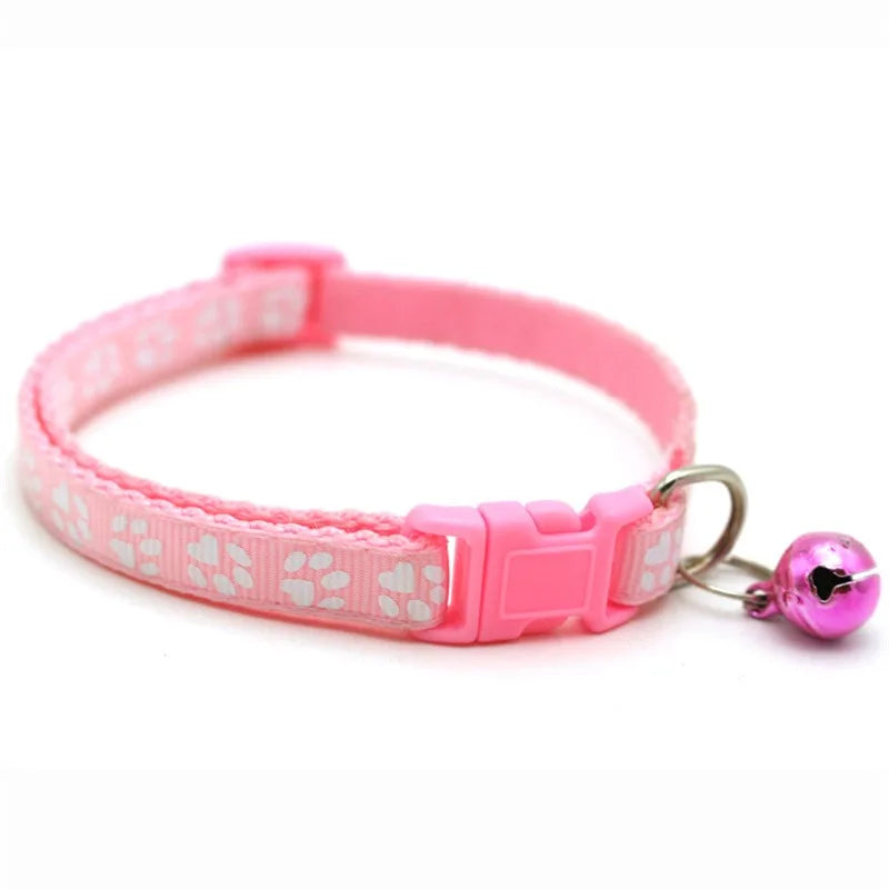 Pawprint Adjustable Pet Collar with Bell