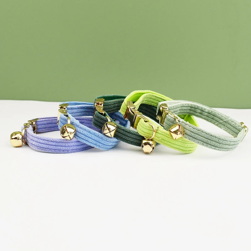 Personalized Corduroy Pet Collar with Bell & Bow Tie
