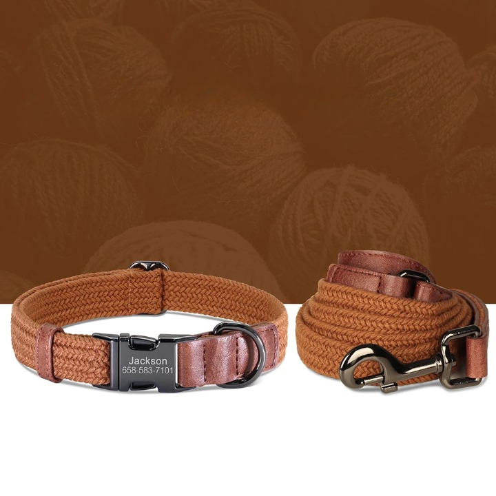 Personalized Durable Nylon Dog Collar & Leash Set