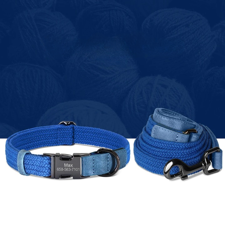 Personalized Durable Nylon Dog Collar & Leash Set