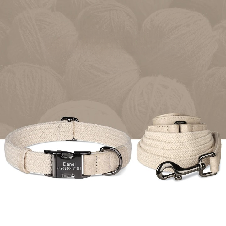Personalized Durable Nylon Dog Collar & Leash Set