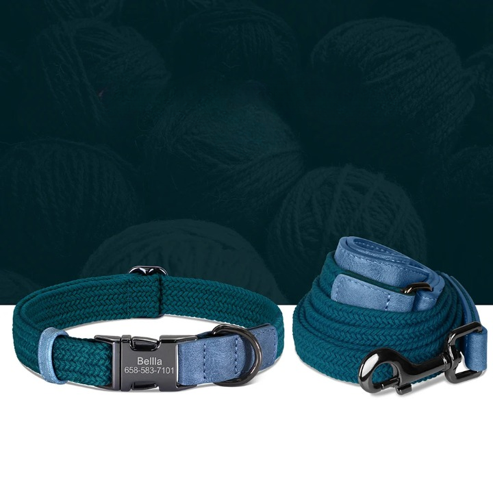 Personalized Durable Nylon Dog Collar & Leash Set