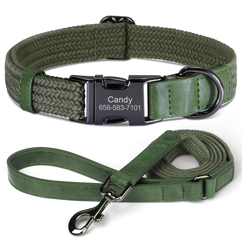 Personalized Durable Nylon Dog Collar & Leash Set