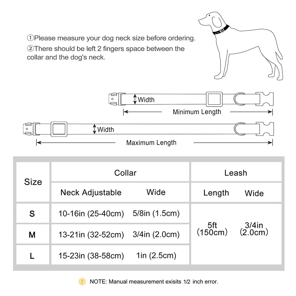 Personalized Durable Nylon Dog Collar & Leash Set