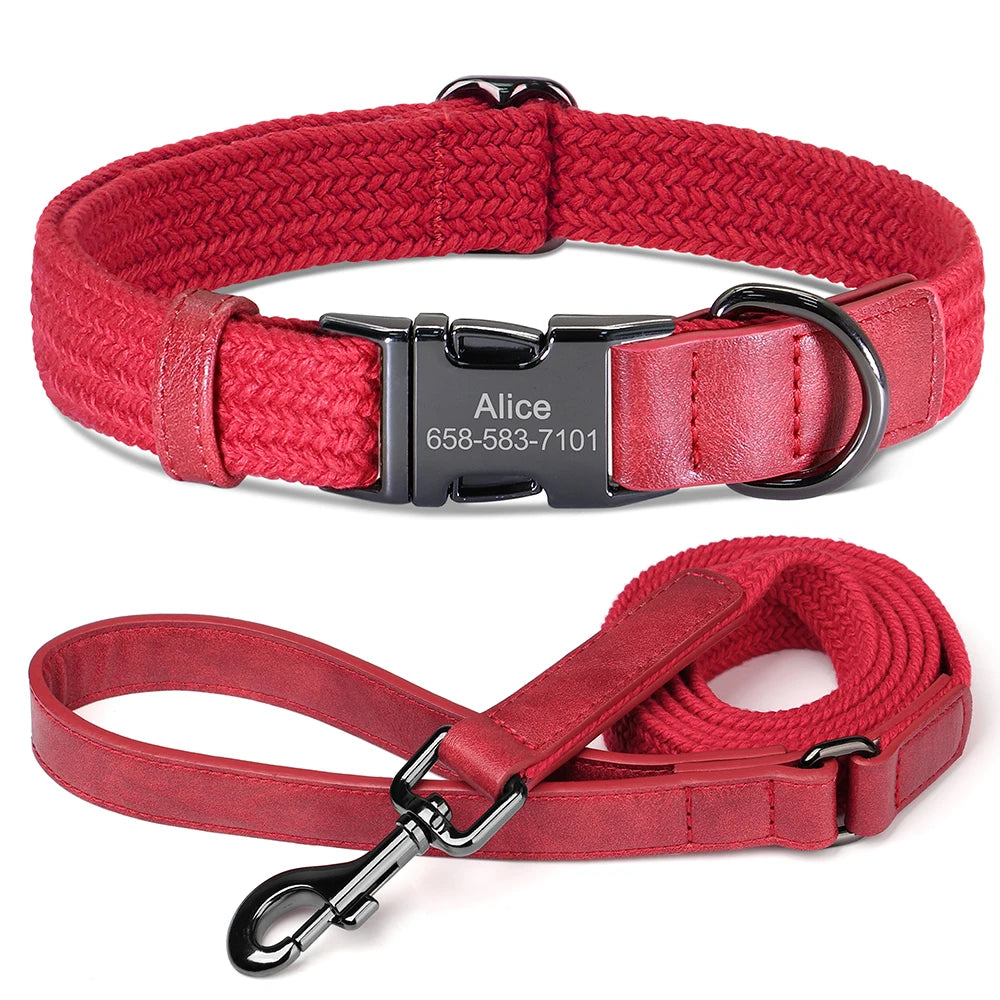 Personalized Durable Nylon Dog Collar & Leash Set
