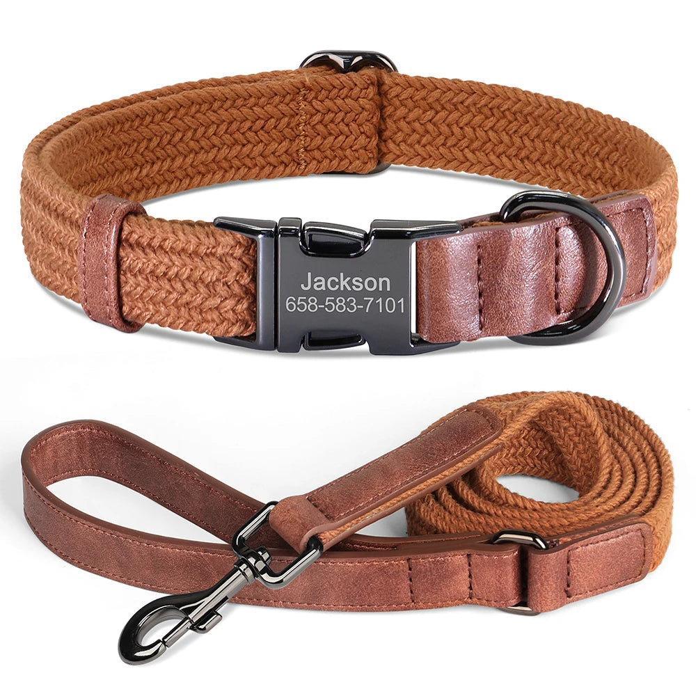 Personalized Durable Nylon Dog Collar & Leash Set