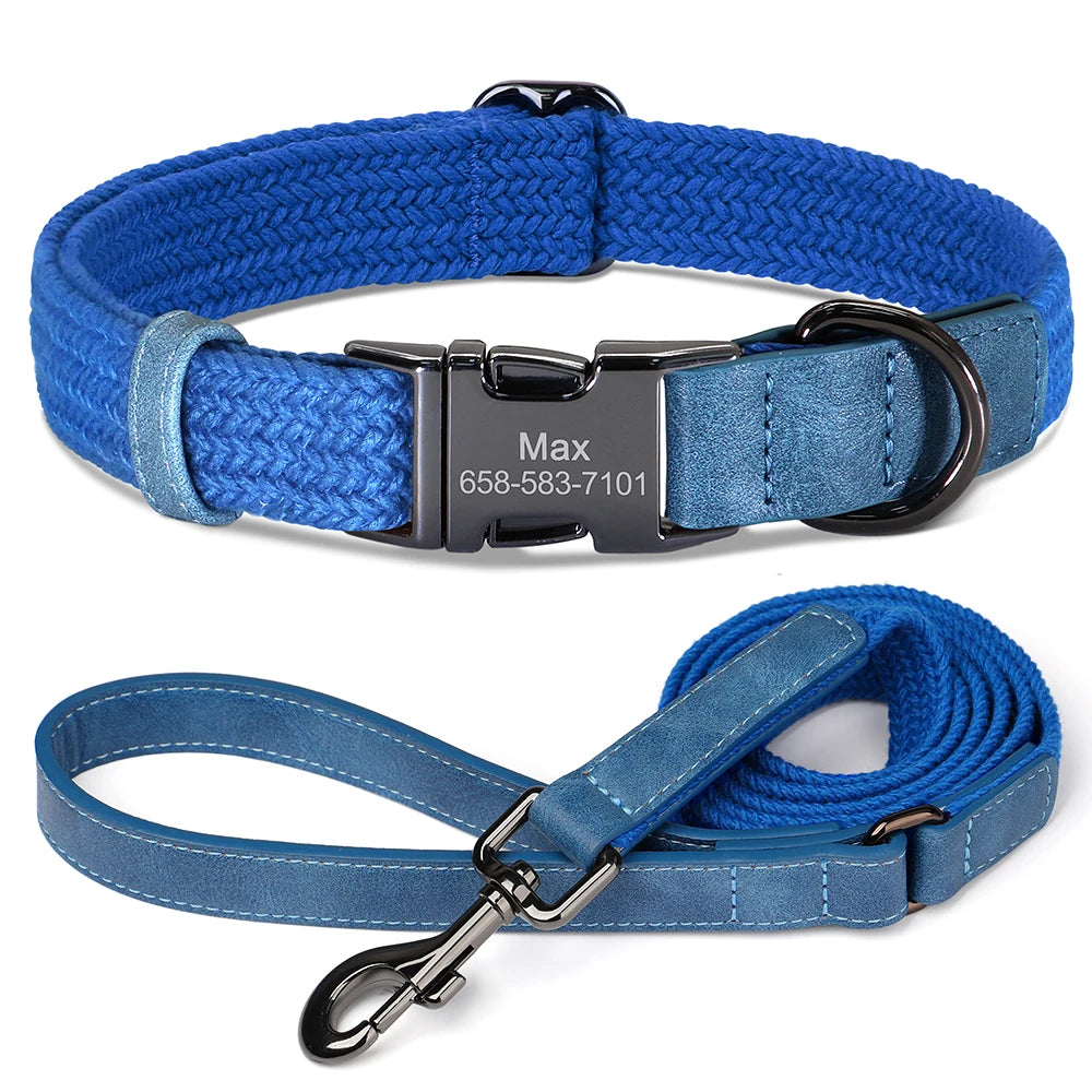 Personalized Durable Nylon Dog Collar & Leash Set