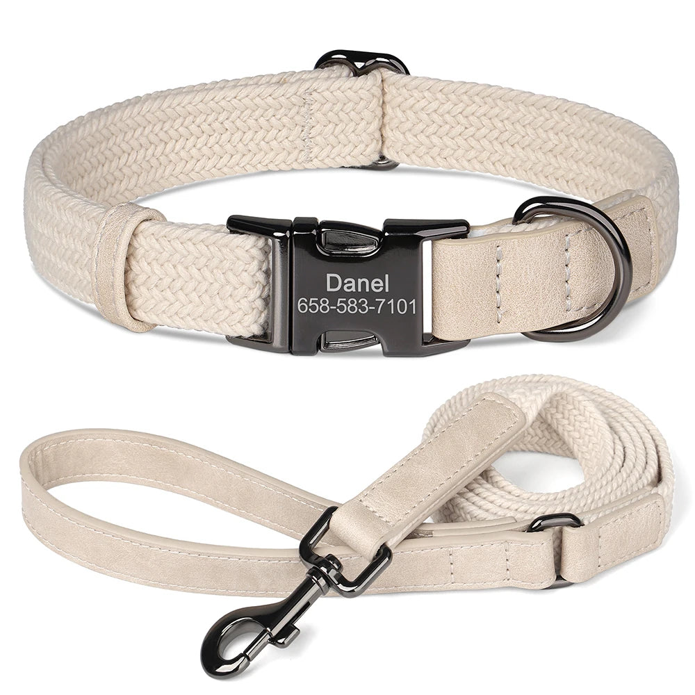 Personalized Durable Nylon Dog Collar & Leash Set