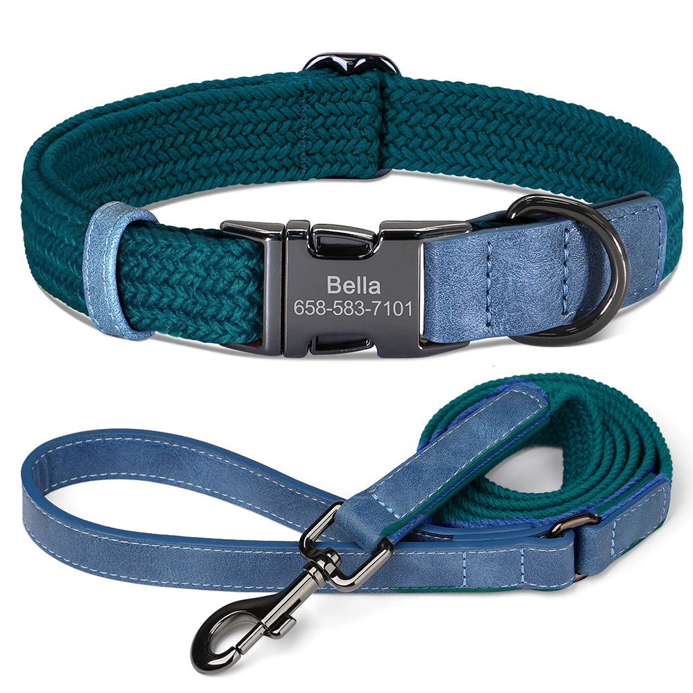 Personalized Durable Nylon Dog Collar & Leash Set