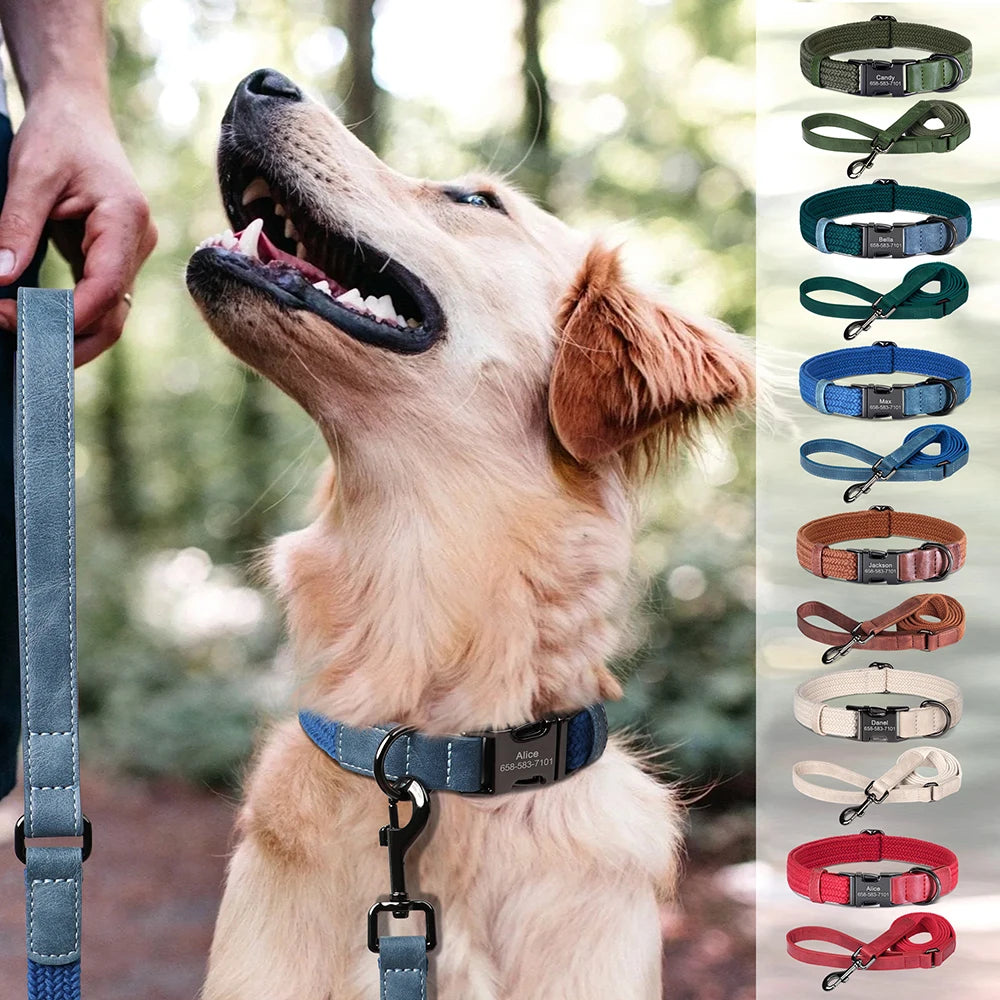 Personalized Durable Nylon Dog Collar & Leash Set