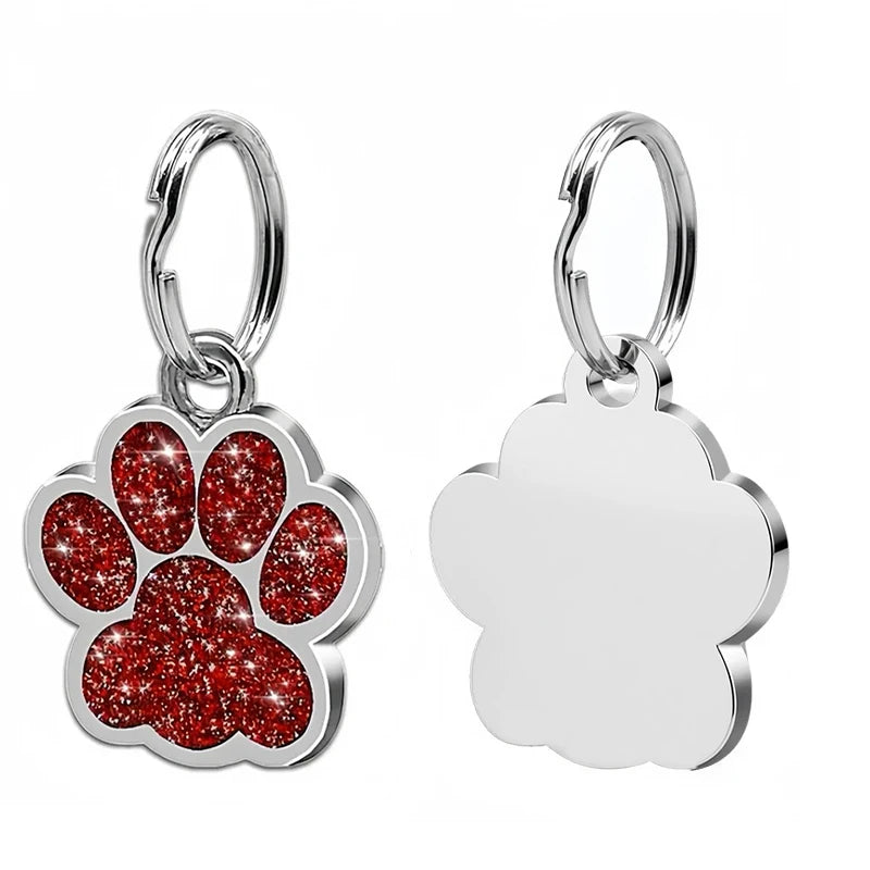 Personalized Glitter Paw Pet ID Tag