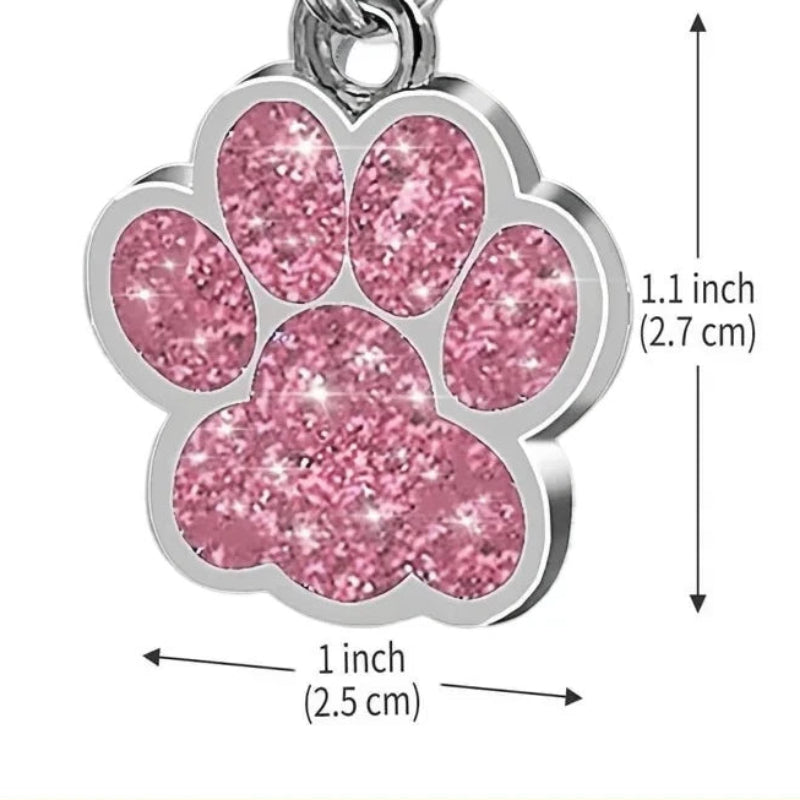 Personalized Glitter Paw Pet ID Tag