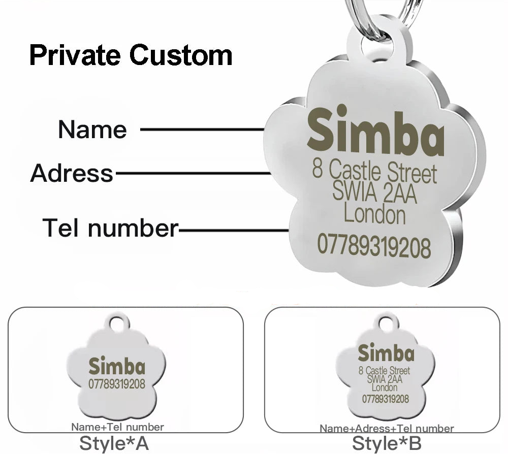Personalized Glitter Paw Pet ID Tag