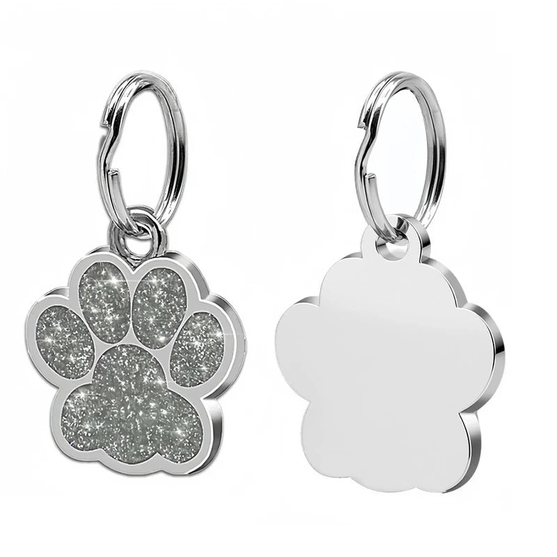 Personalized Glitter Paw Pet ID Tag
