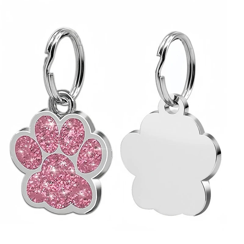 Personalized Glitter Paw Pet ID Tag