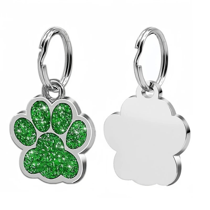 Personalized Glitter Paw Pet ID Tag