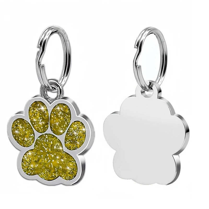 Personalized Glitter Paw Pet ID Tag