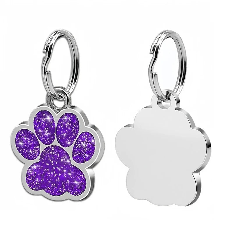 Personalized Glitter Paw Pet ID Tag