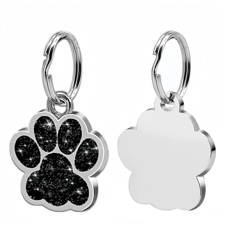 Personalized Glitter Paw Pet ID Tag