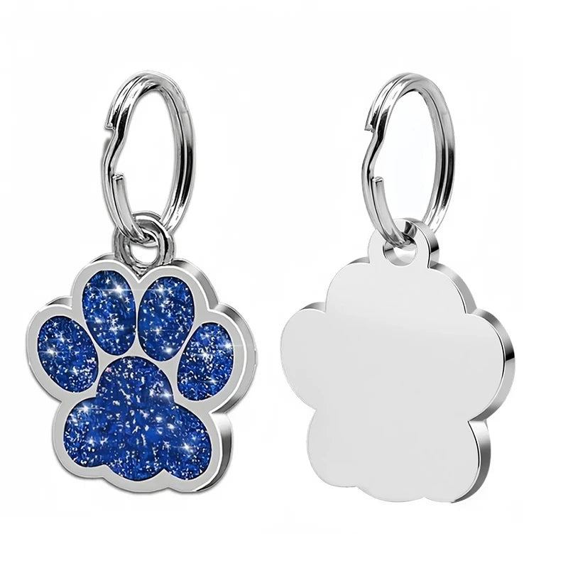Personalized Glitter Paw Pet ID Tag