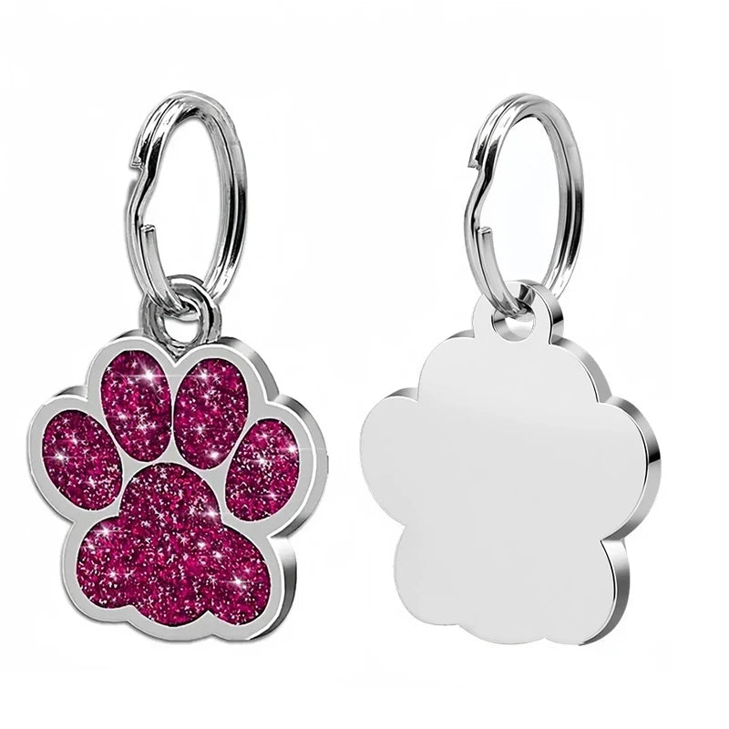 Personalized Glitter Paw Pet ID Tag