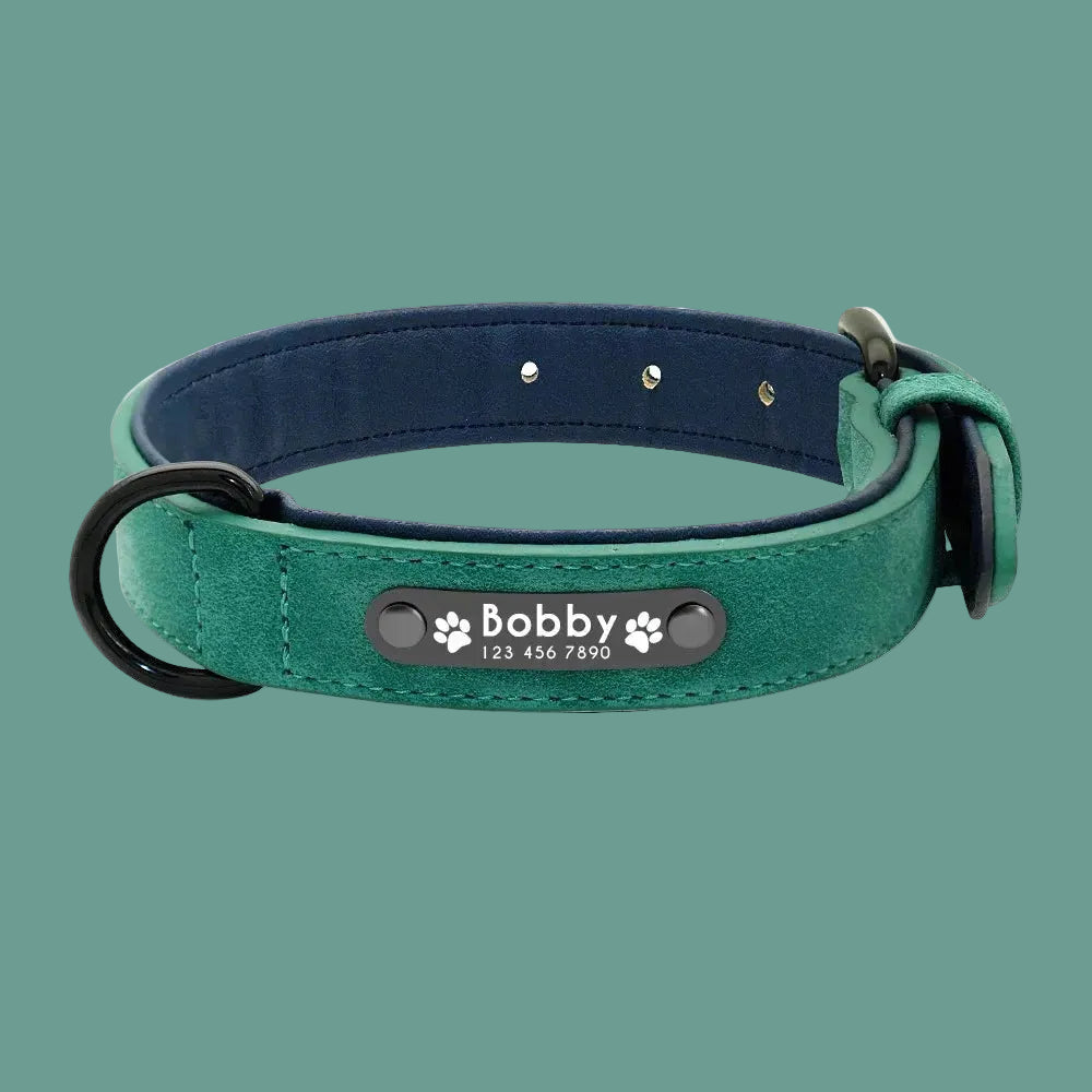 Personalized Leather Name ID Dog Collar