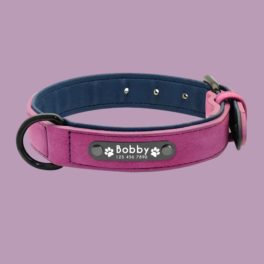 Personalized Leather Name ID Dog Collar