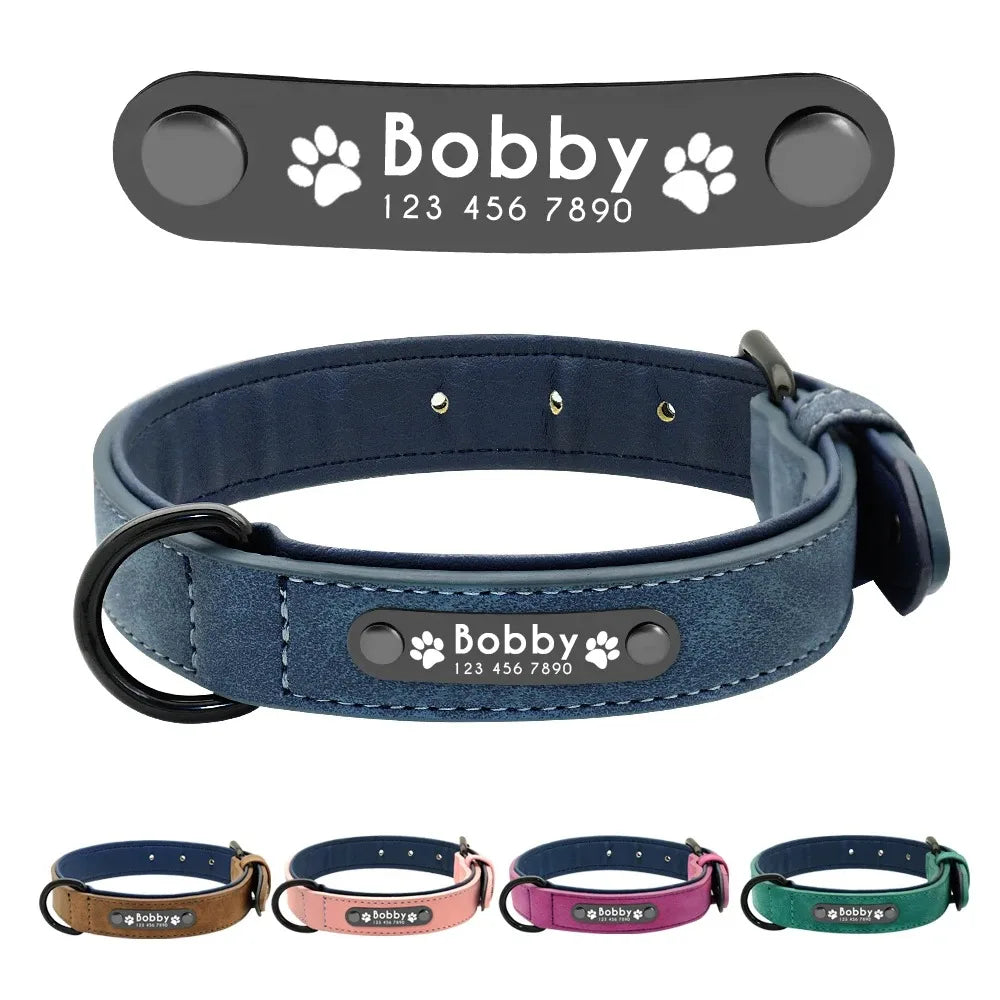 Personalized Leather Name ID Dog Collar