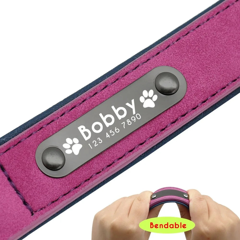 Personalized Leather Name ID Dog Collar