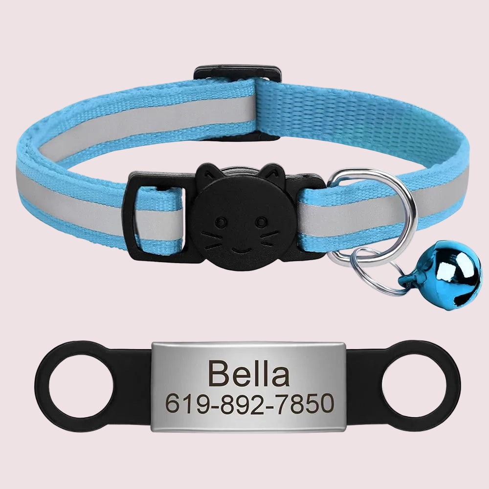 Personalized Reflective Cat & Puppy Collar with Engraved ID Tag