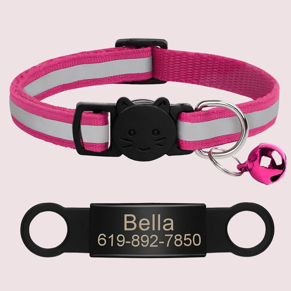 Personalized Reflective Cat & Puppy Collar with Engraved ID Tag